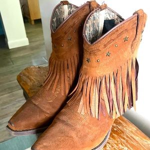 Suede Fringe Cowgirl Boots